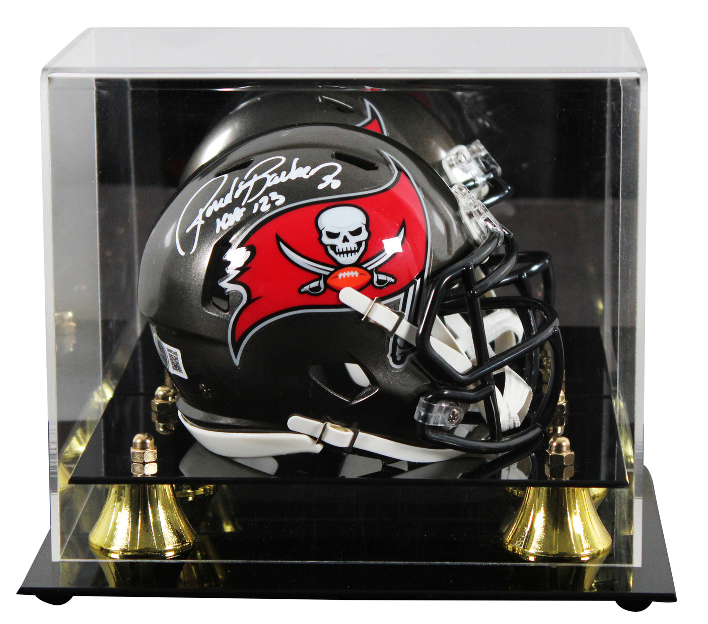 Buccaneers Ronde Barber "HOF 23" Signed Speed Mini Helmet W/ Case BAS Witness