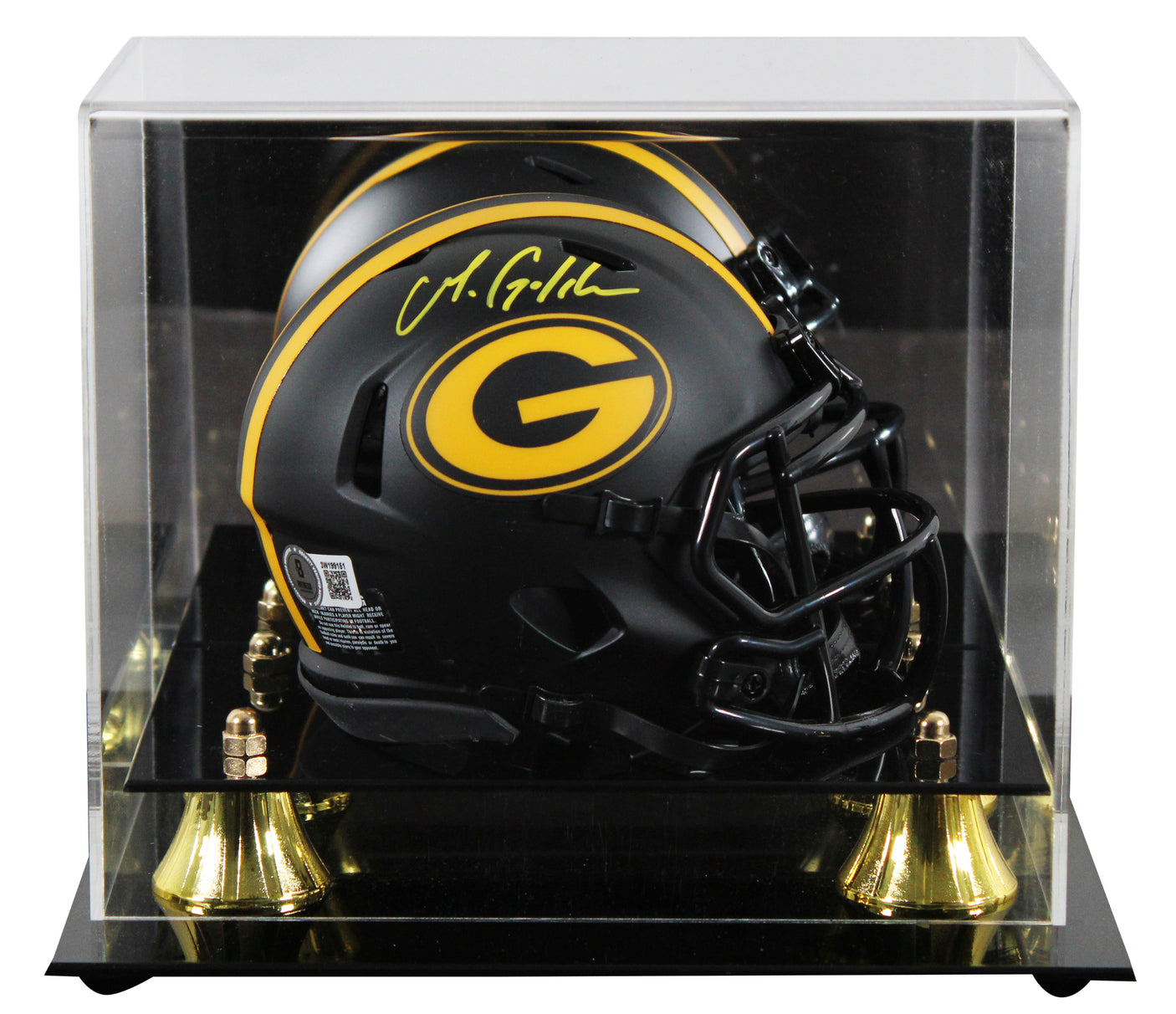 Packers Matthew Golden Signed Eclipse Speed Mini Helmet W/ Case BAS Witnessed