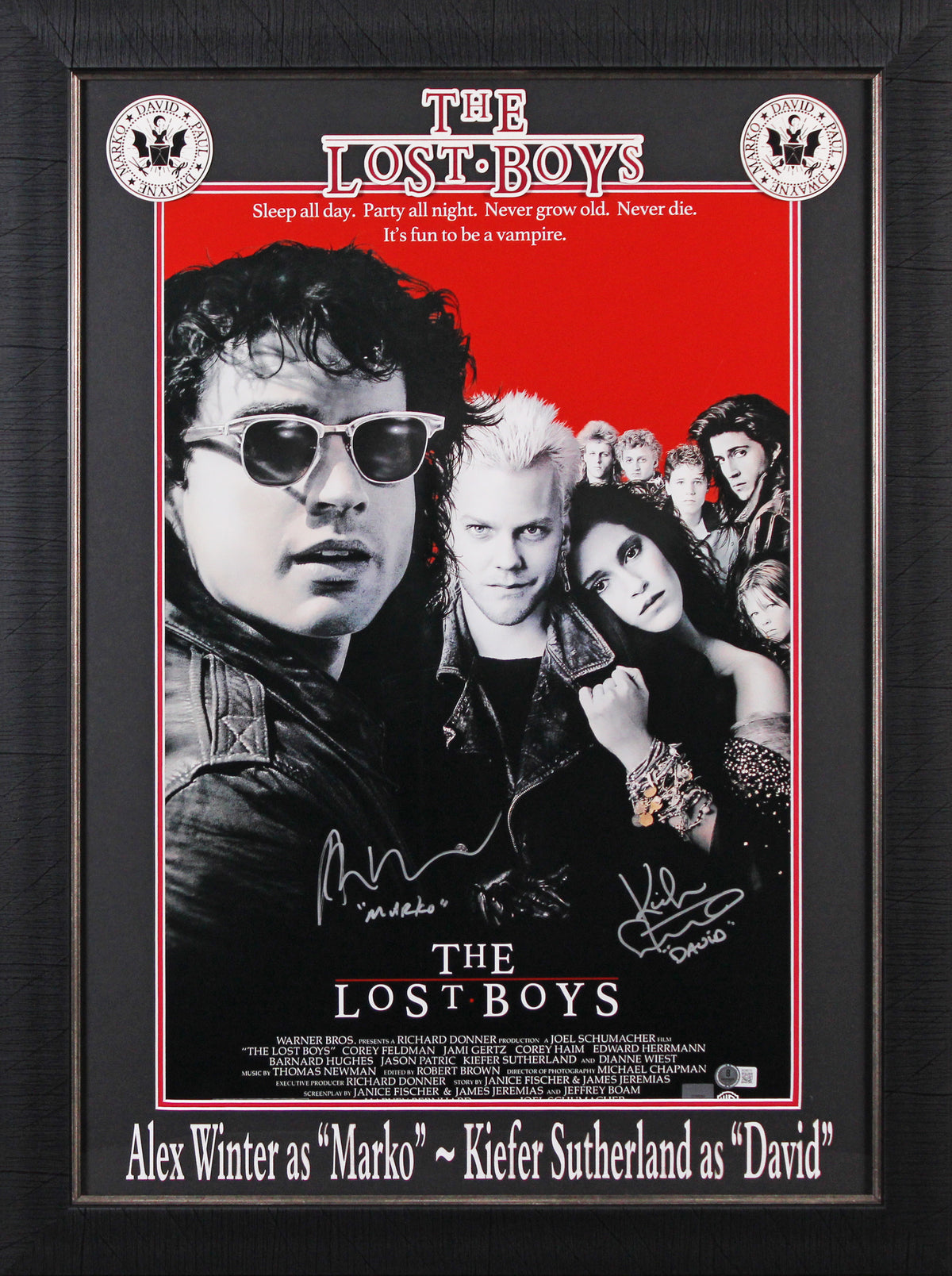 Kiefer Sutherland & Alex Winters The Lost Boys Signed Framed 16x24 Photo BAS