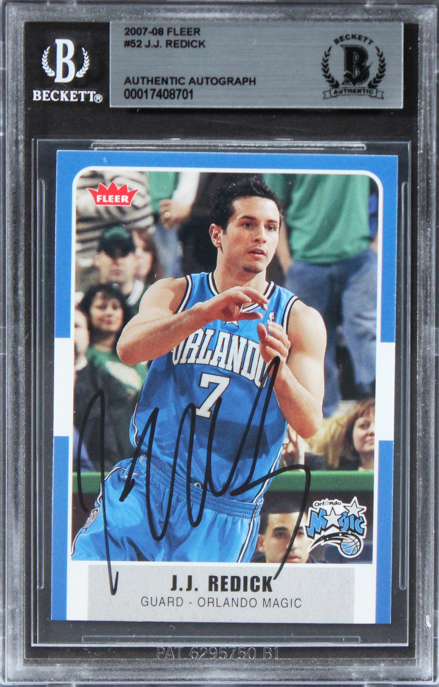 Magic J.J. Redick Authentic Signed 2007 Fleer #52 Card BAS Slabbed