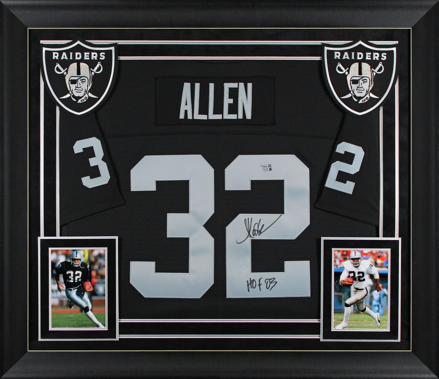 Raiders Marcus Allen "HOF 03" Signed Black Mitchell & Ness Framed Jersey Fanatic