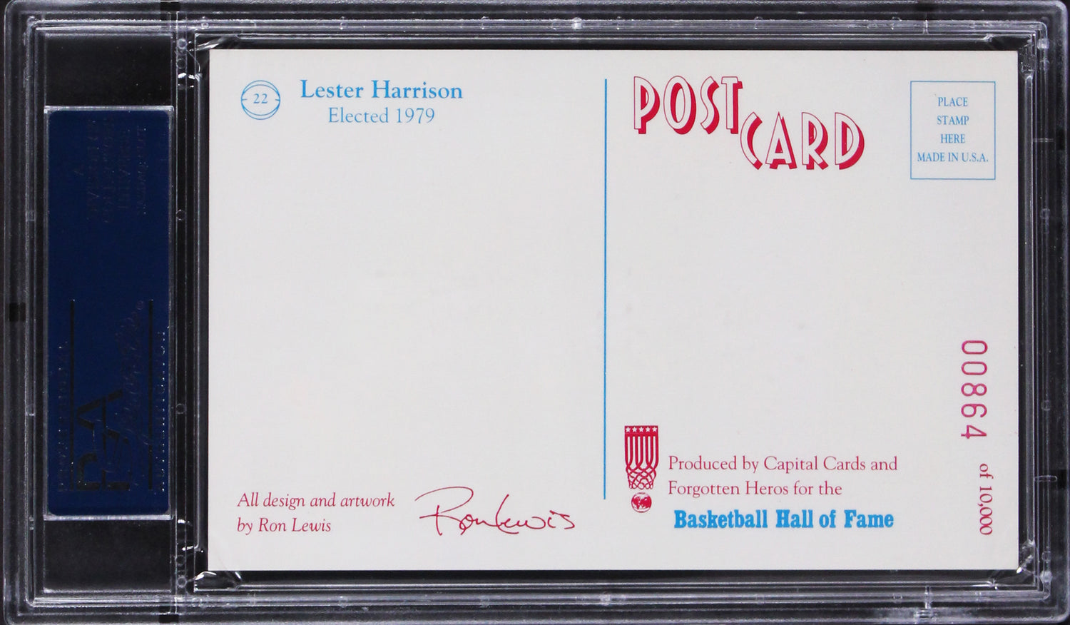 Royals Lester Harrison Signed 3.5x5.5 1992 Center Court #22 Postcard PSA Slabbed