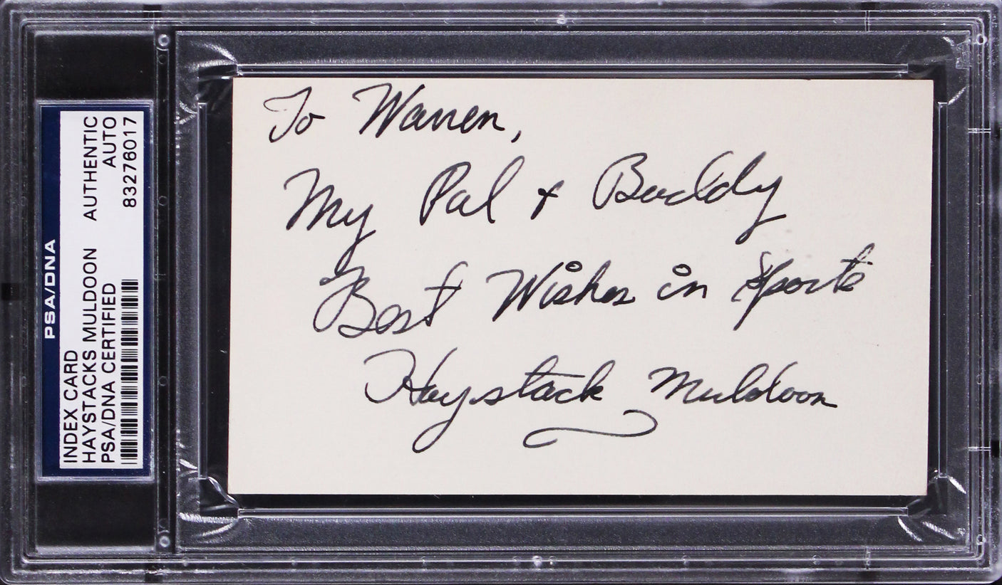 Haystacks Muldoon Authentic Signed 3x5 Index Card Autographed PSA/DNA Slabbed