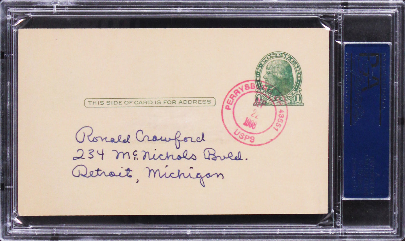 Larry Kelley Authentic Signed 3.25x5.5 Government Postcard Autographed PSA Slab