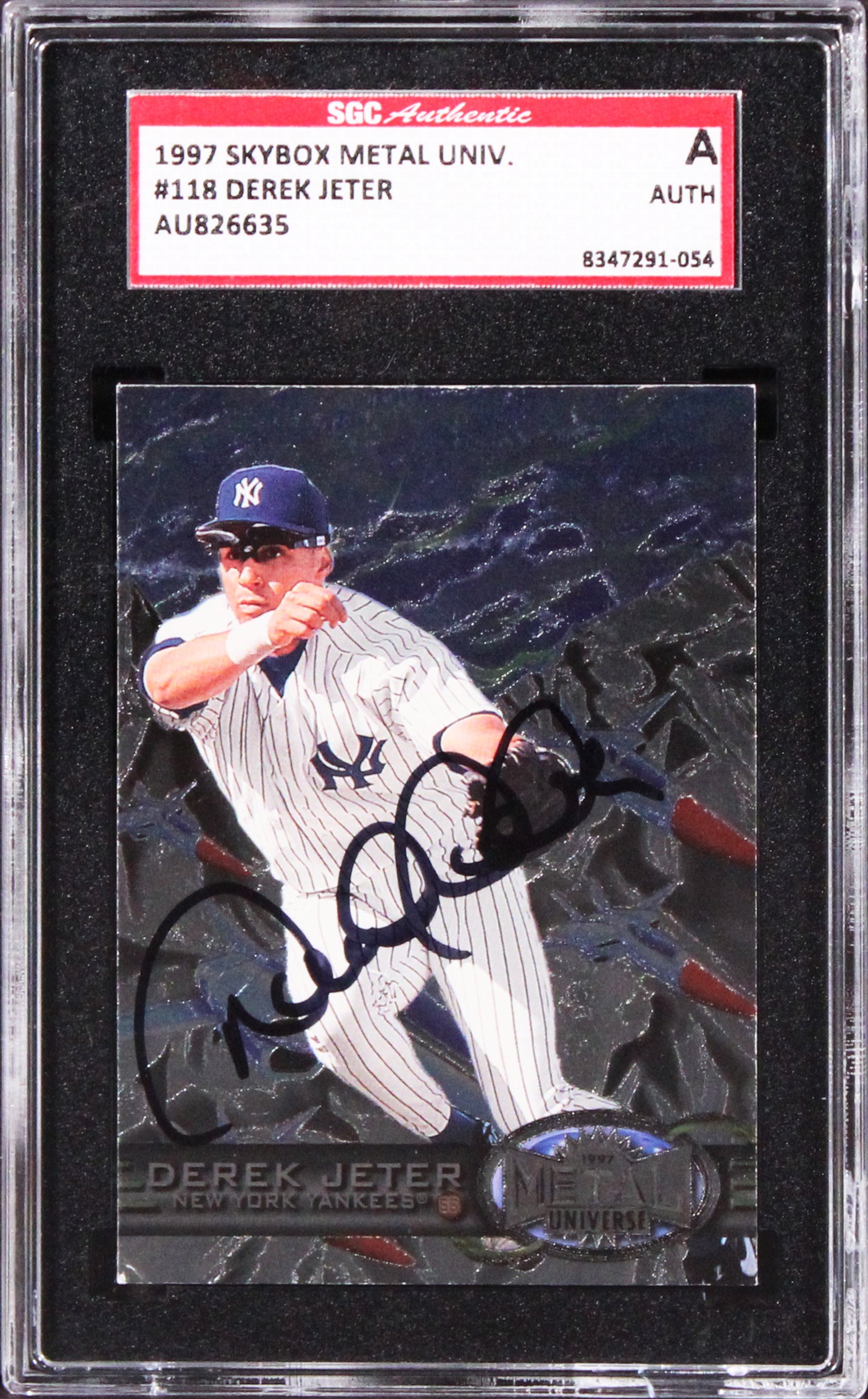 Yankees Derek Jeter Signed 1997 Skybox Metal Univ. #118 Graded A Card SGC Auth