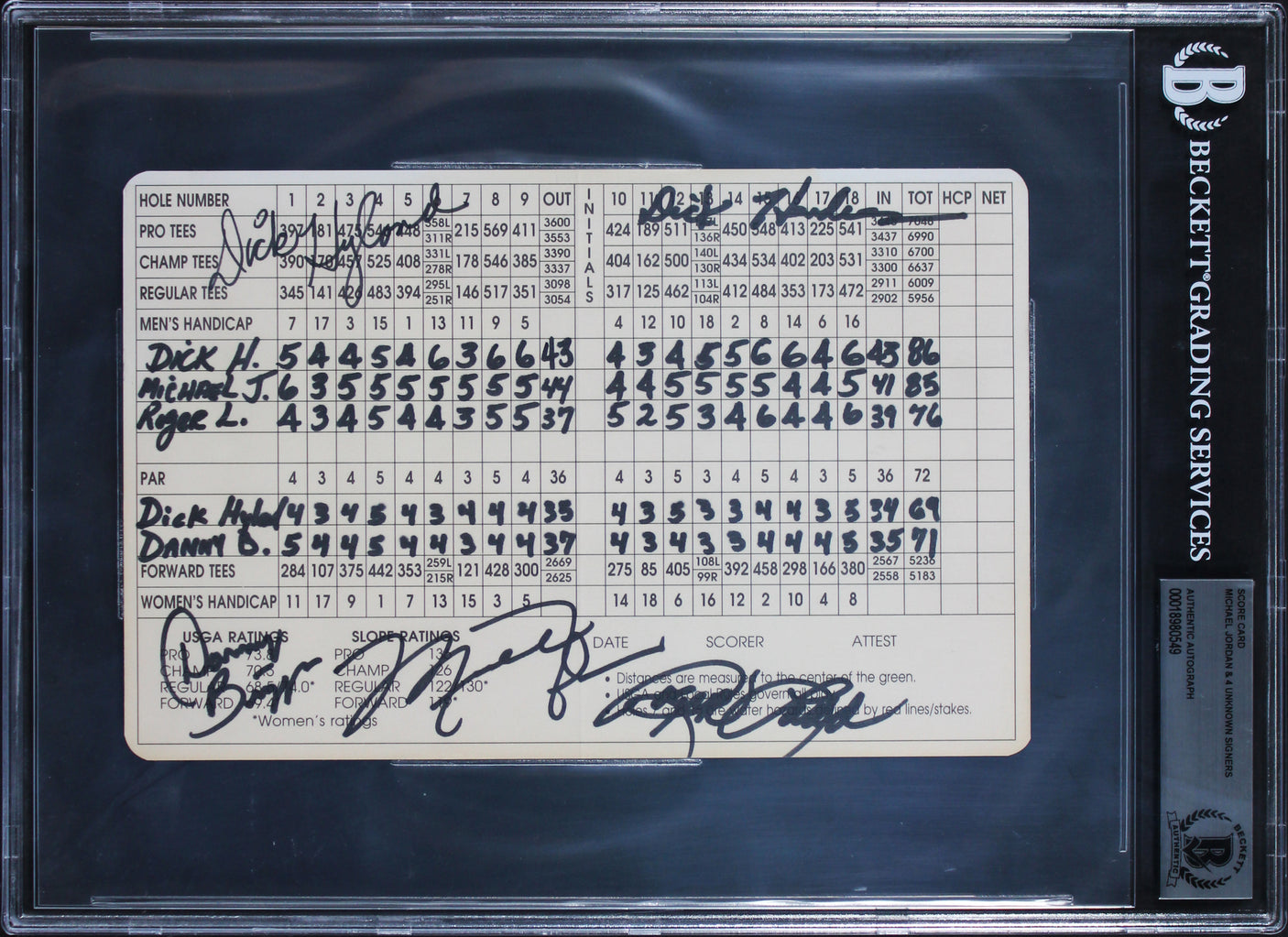 Michael Jordan Signed The Golf Club At Desert Mountain Scorecard BAS Slabbed 1