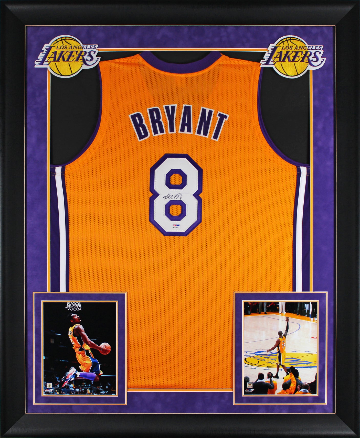Kobe Bryant Signed Yellow Framed Pro Style Jersey w/ Rookie Signature PSA/DNA