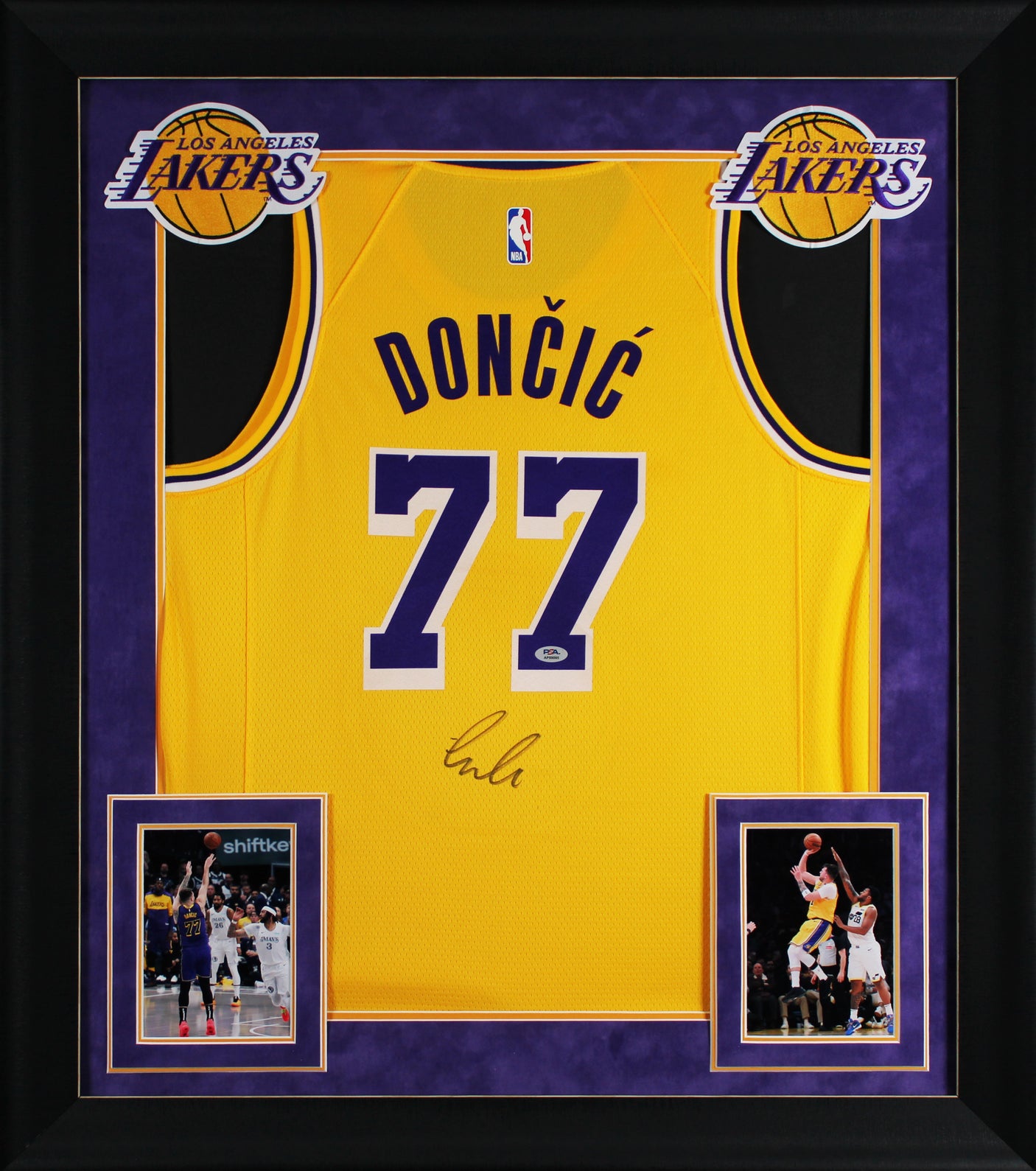 Lakers Luka Doncic Signed Yellow Nike Swingman Framed Jersey PSA/DNA #AP89095