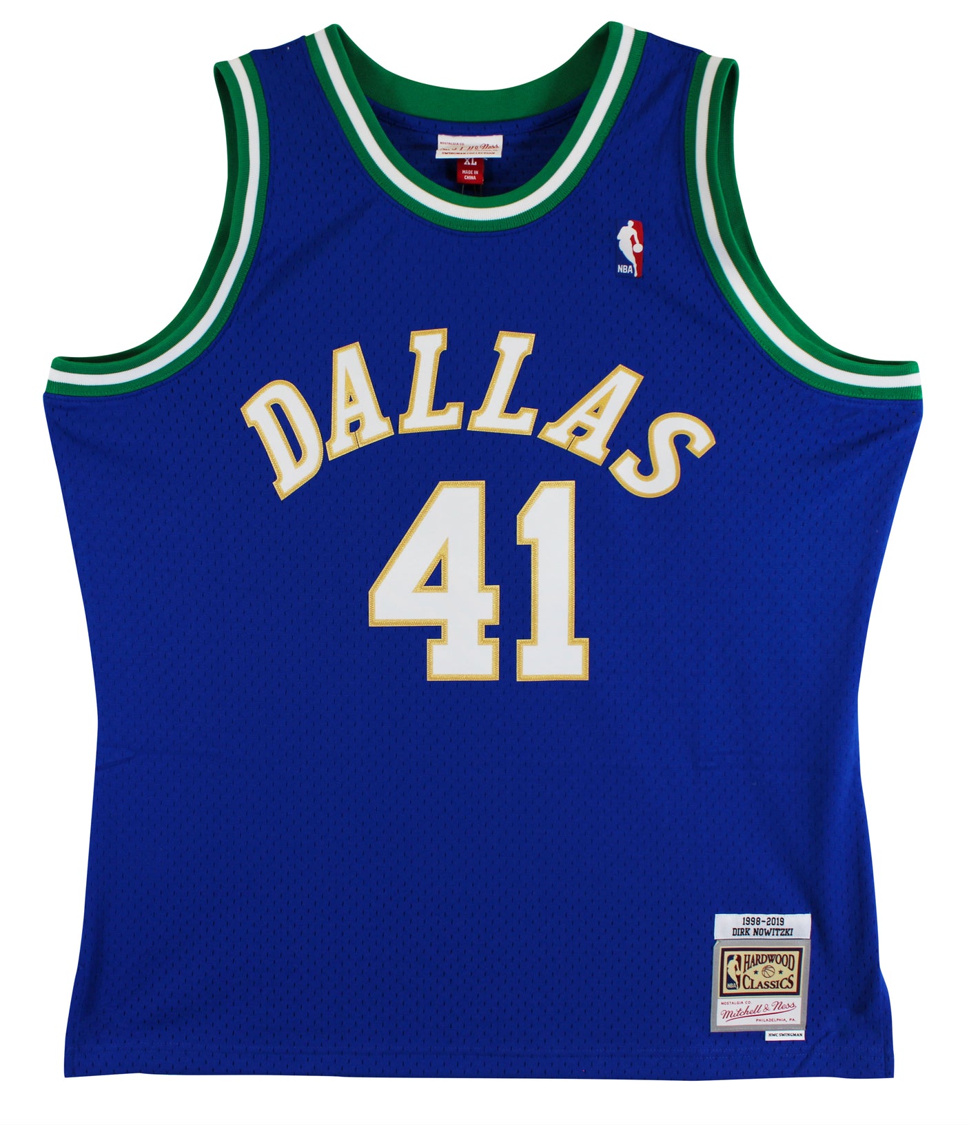 Mavericks Dirk Nowitzki Signed Blue M&N 98-19 HWC Swingman Jersey BAS #BS78002