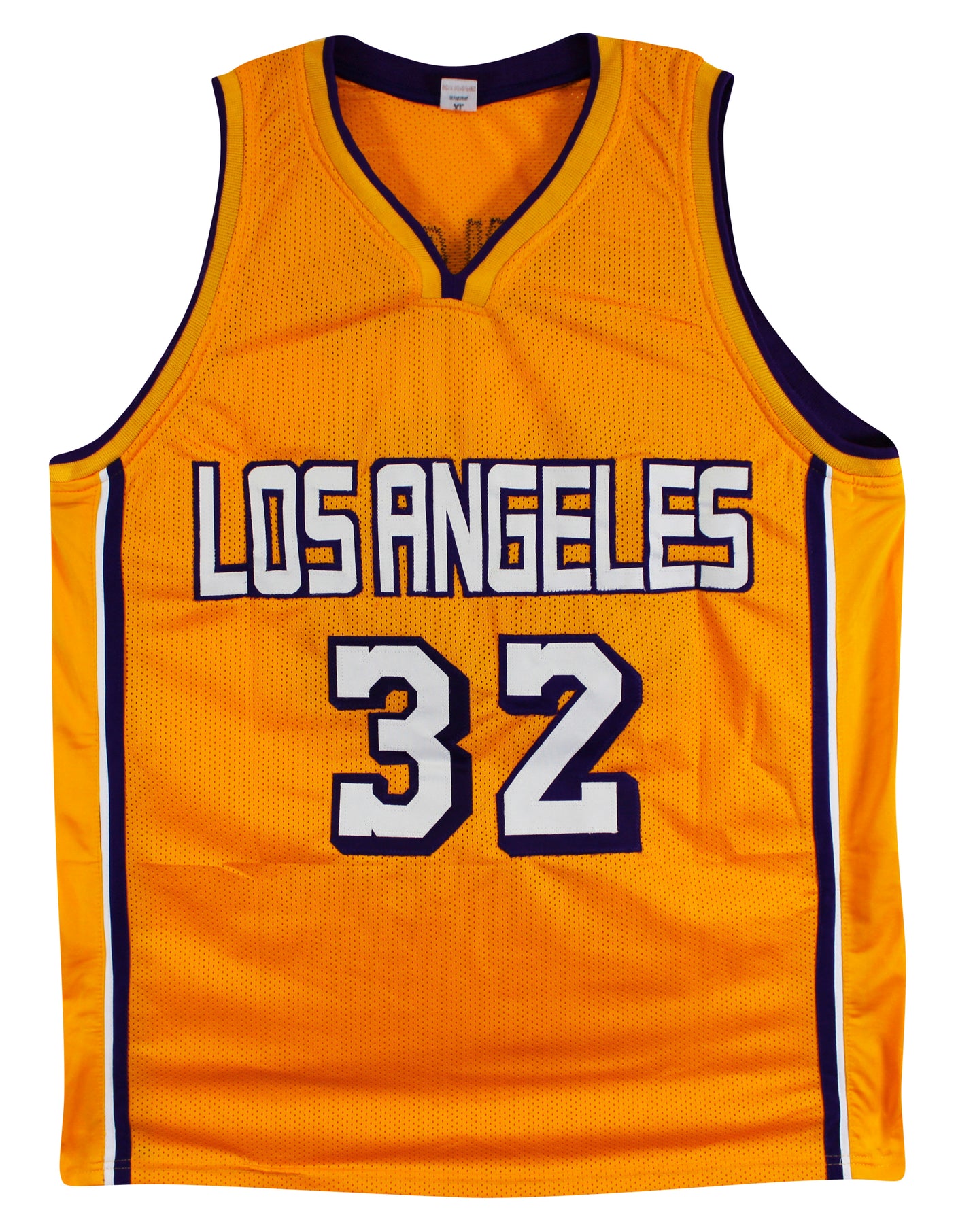 Magic Johnson Signed Yellow Pro Style Jersey w/ White Numbers BAS Witnessed 2