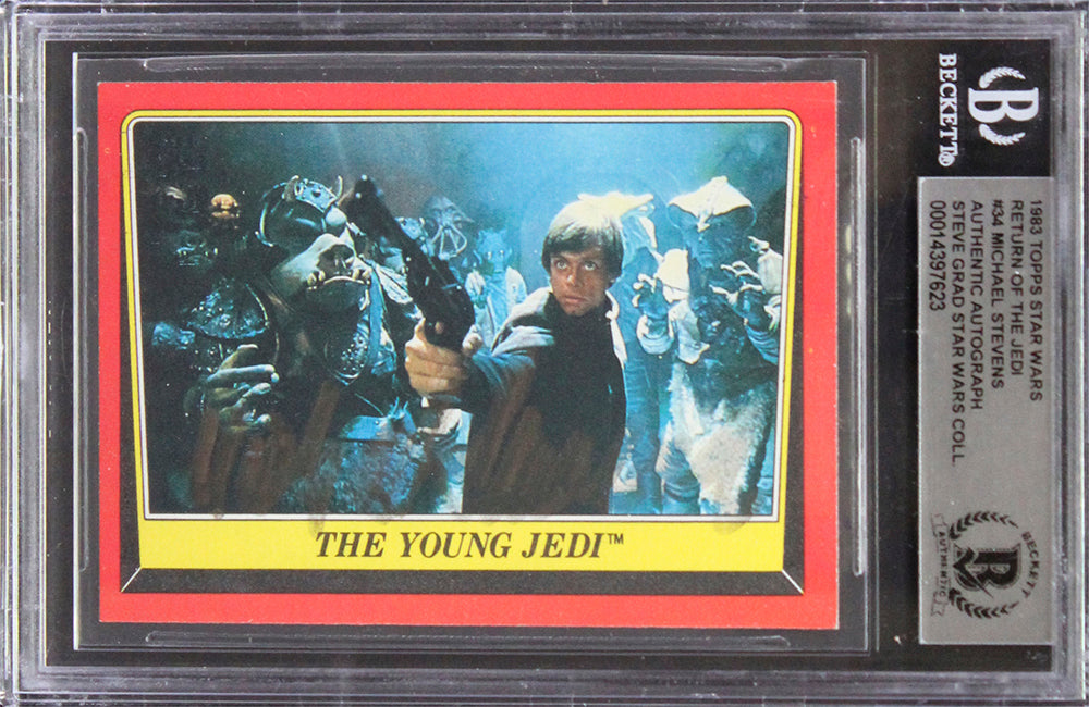 Michael Stevens Signed 1983 Topps Star Wars Return Of The Jedi #34 Card BAS Slab