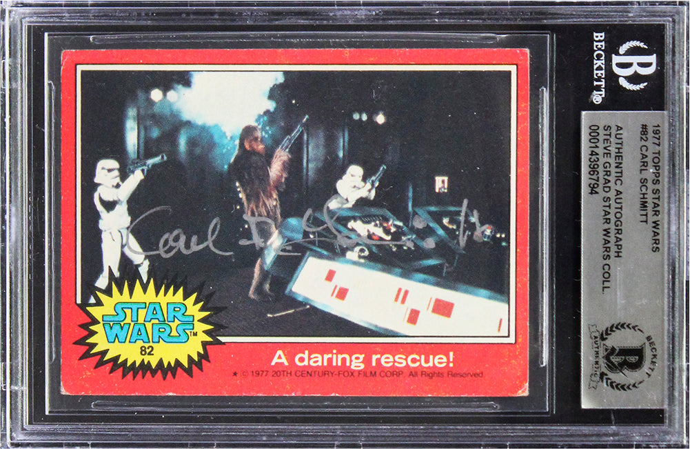 Carl Schmitt Star Wars Authentic Signed 1977 Topps Star Wars #82 Card BAS Slab