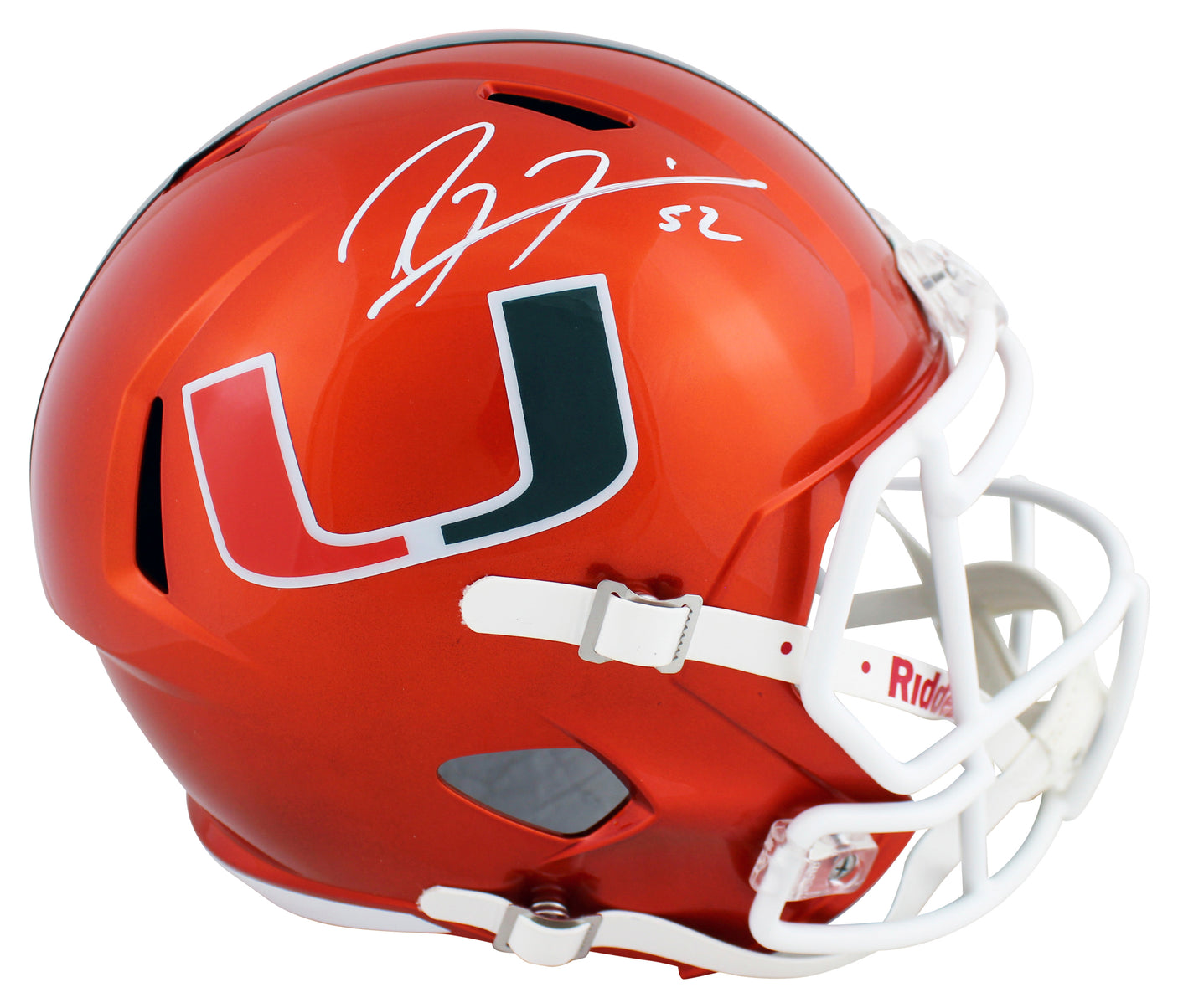 Miami Ray Lewis Signed Flash Full Size Speed Rep Helmet W/ Case BAS Witnessed