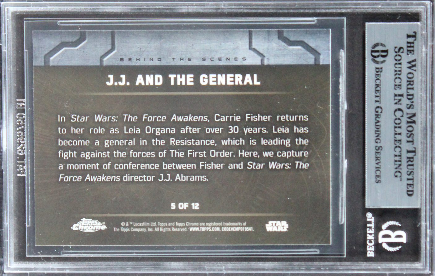 J.J. Abrams Signed 2016 Topps Chrome SW The Force Awakens BTS #5 Card BAS Slab