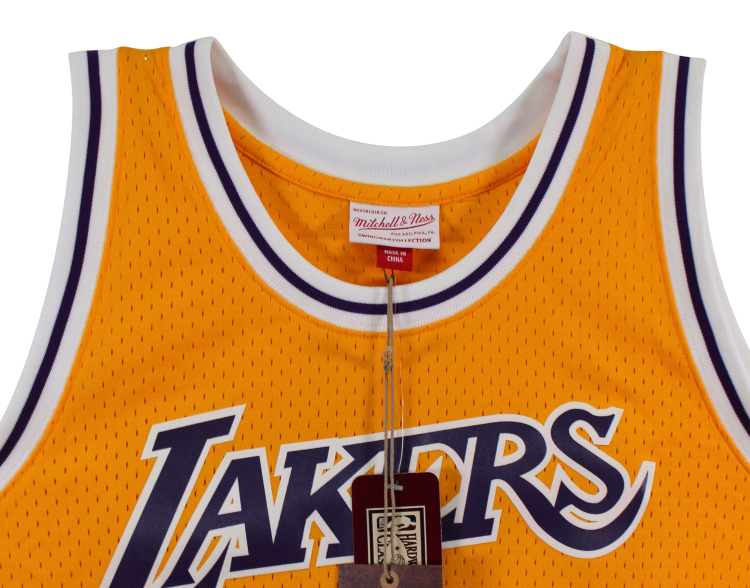 Lakers Magic Johnson "Showtime" Signed Yellow M&N HWC Swingman Jersey BAS Wit