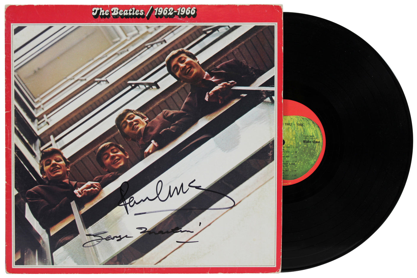 Paul McCartney & George Martin Beatles Signed 1962-1966 Album Cover W/ Vinyl BAS