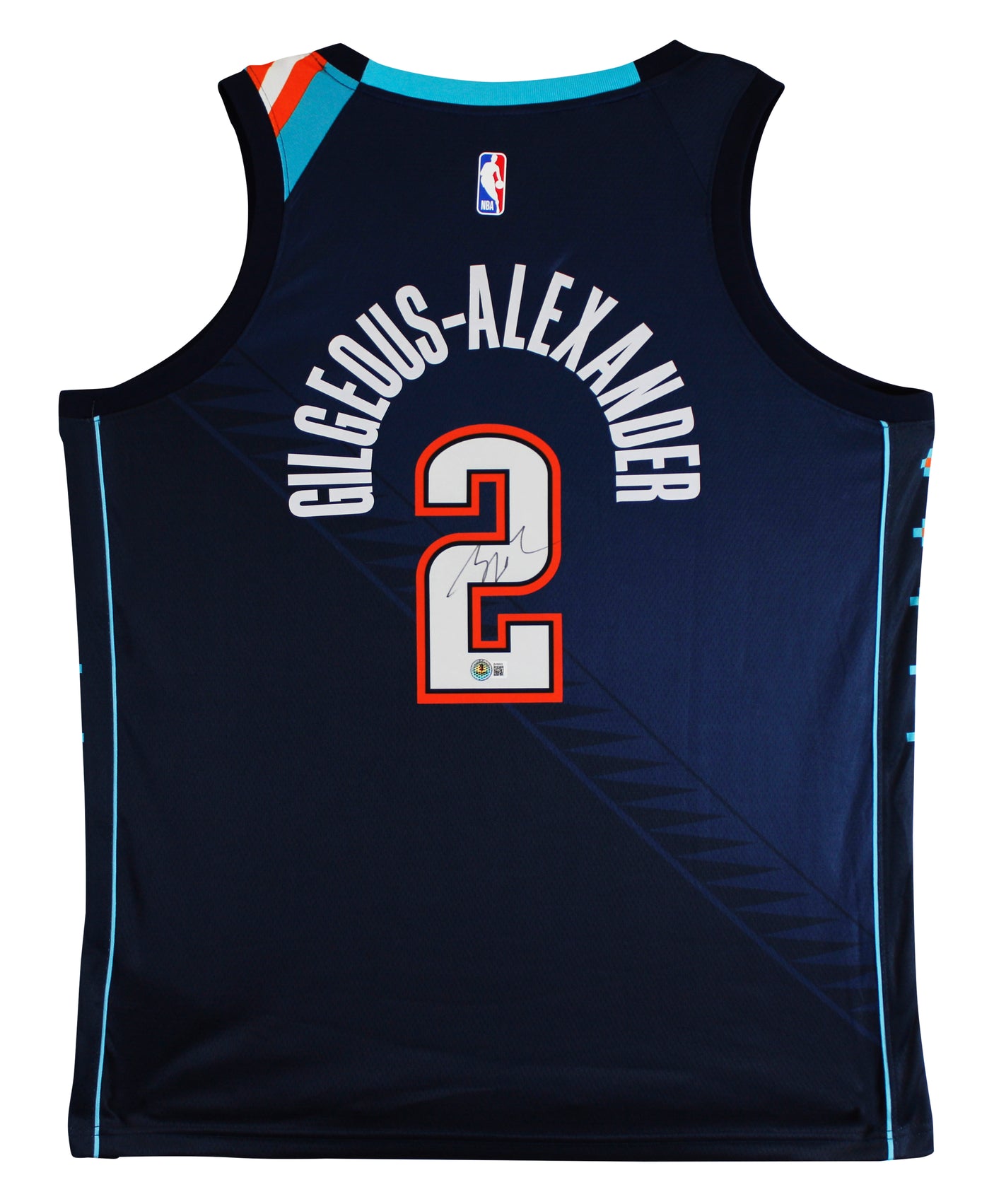 Thunder Shai Gilgeous-Alexander Signed 2025 Navy Nike City Swingman Jersey BAS