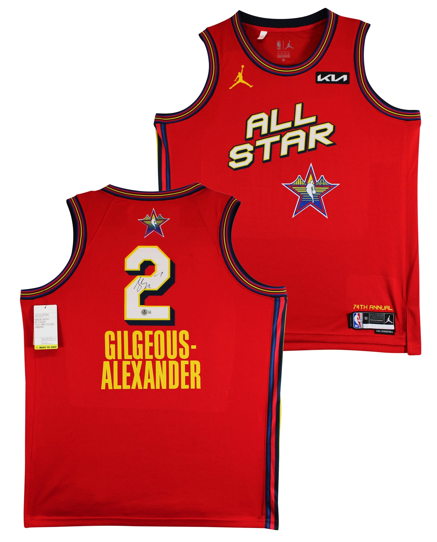 Thunder Shai Gilgeous-Alexander Signed Red ASG Nike Jordan Swingman Jersey BAS