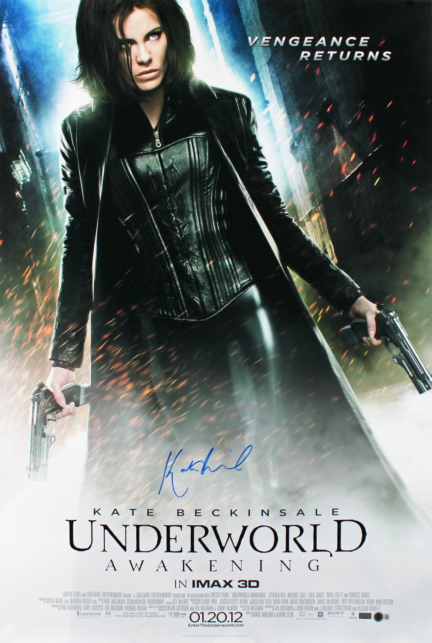 Kate Beckinsale Underworld Awakening Authentic Signed & Framed 27x40 Poster BAS