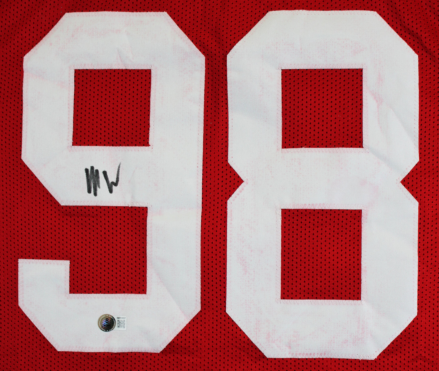 Mykel Williams Authentic Signed Red Pro Style Jersey BAS Witnessed #3W210357