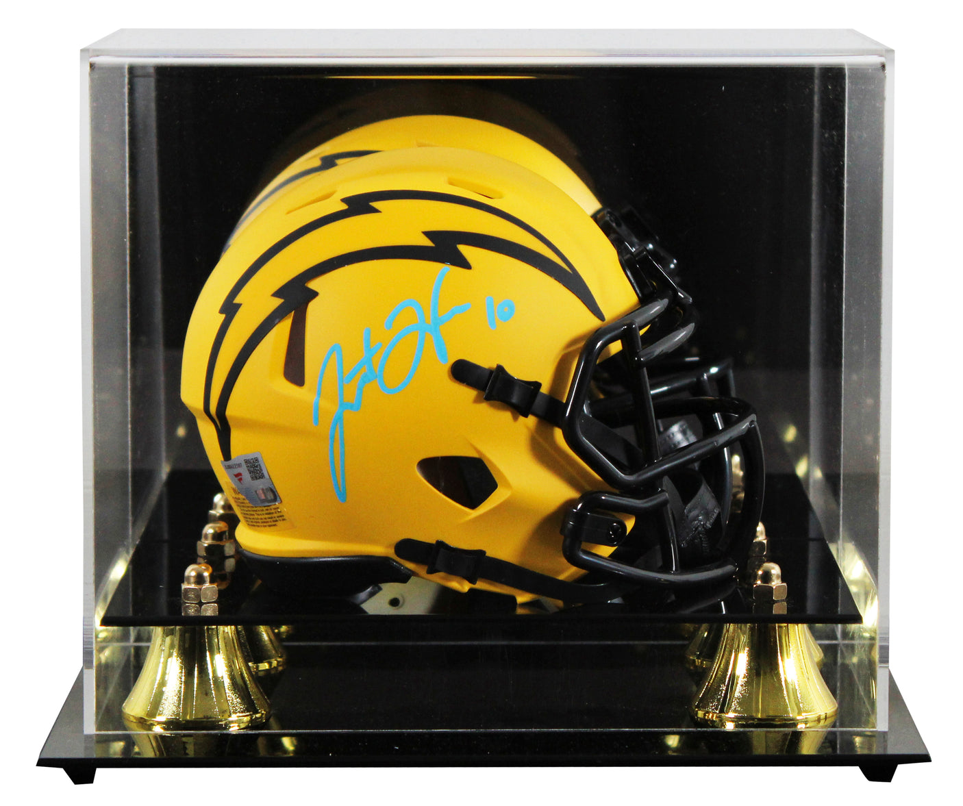 Chargers Justin Herbert Authentic Signed Rave Speed Mini Helmet W/ Case Fanatics