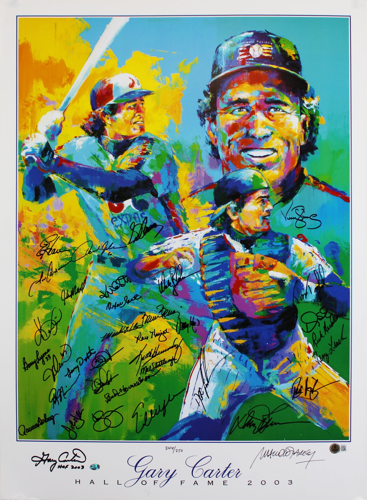 1986 Mets (35) Carter, Strawberry, Gooden +32 Signed 22x30 HOF Lithograph BAS