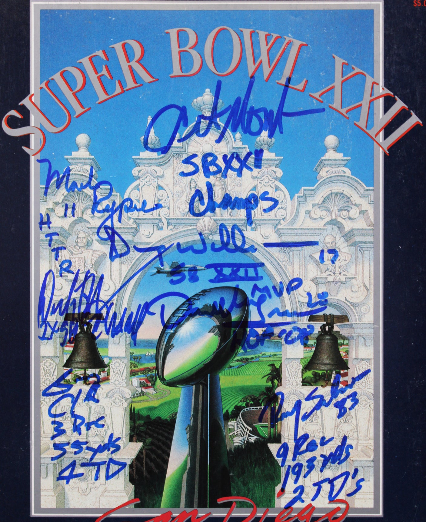 (7) Williams, Monk, Clark, Green +3 Signed Official SB XXII Program BAS Witness
