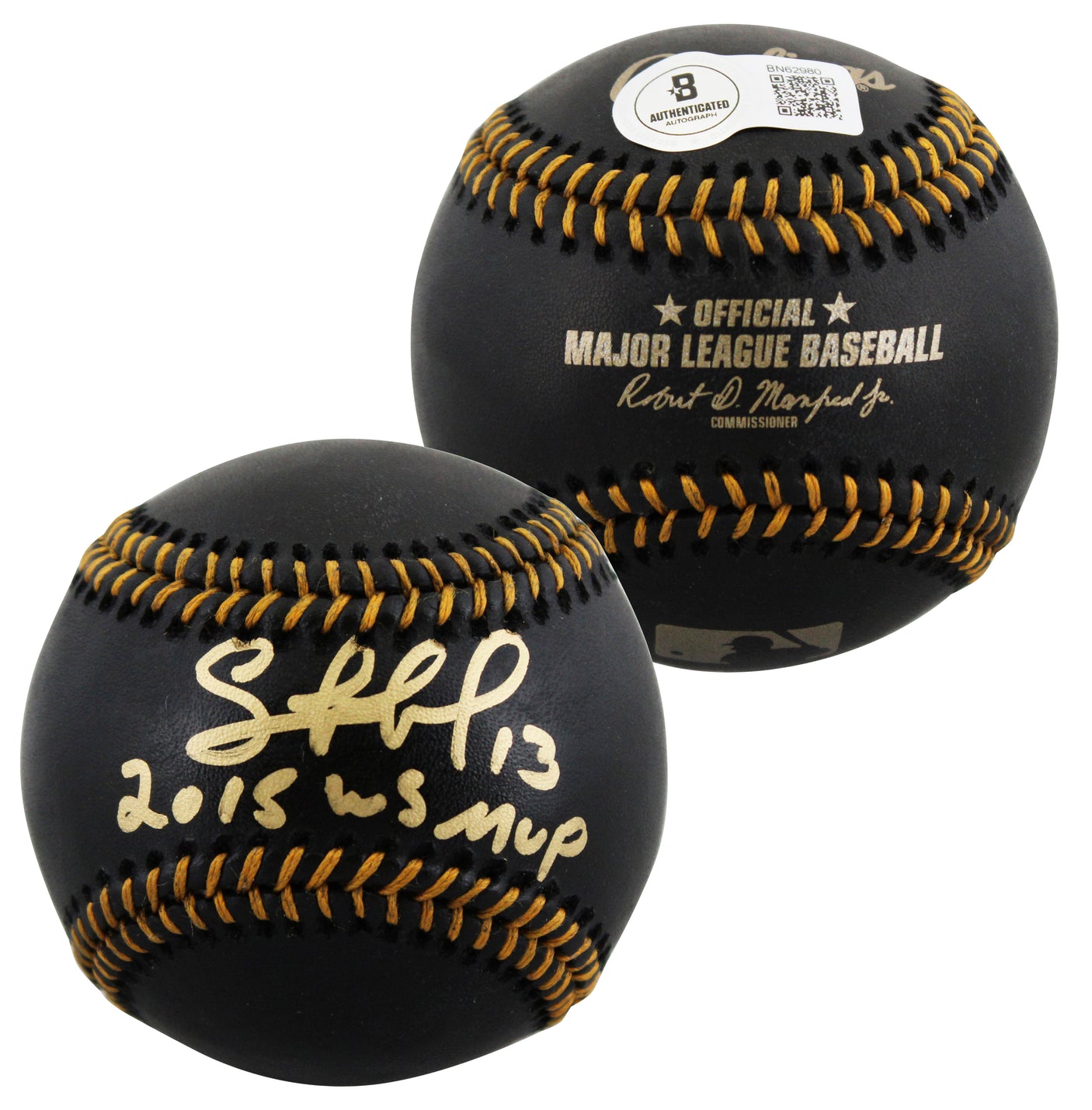 Royals Salvador Perez "2015 WS MVP" Signed Black Oml Baseball BAS #BN62980