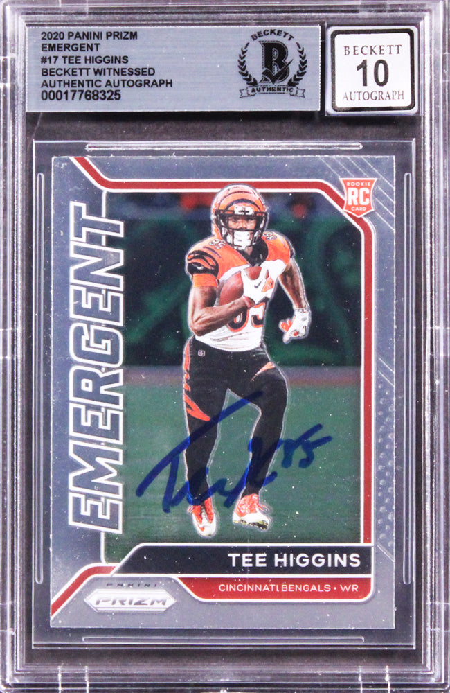 Tee Higgins Signed 2020 Panini Prizm Emergent #17 Rookie Card Auto 10! BAS Slab