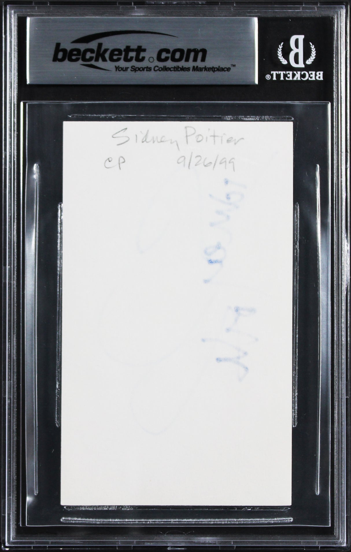 Sidney Poitier In The Heat of the Night Signed 3x5 Index Card BAS Slabbed