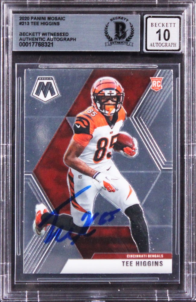 Bengals Tee Higgins Signed 2020 Panini Mosaic #213 Rookie Card Auto 10! BAS Slab