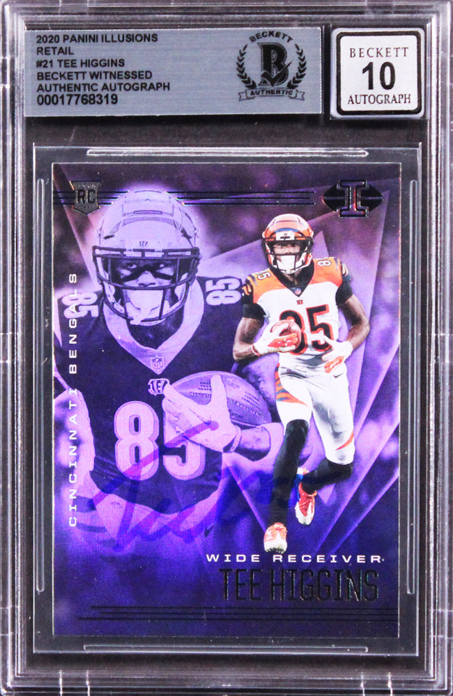 Tee Higgins Signed 2020 Panini Illusions Retail #21 RC Card Auto 10! BAS Slabbed