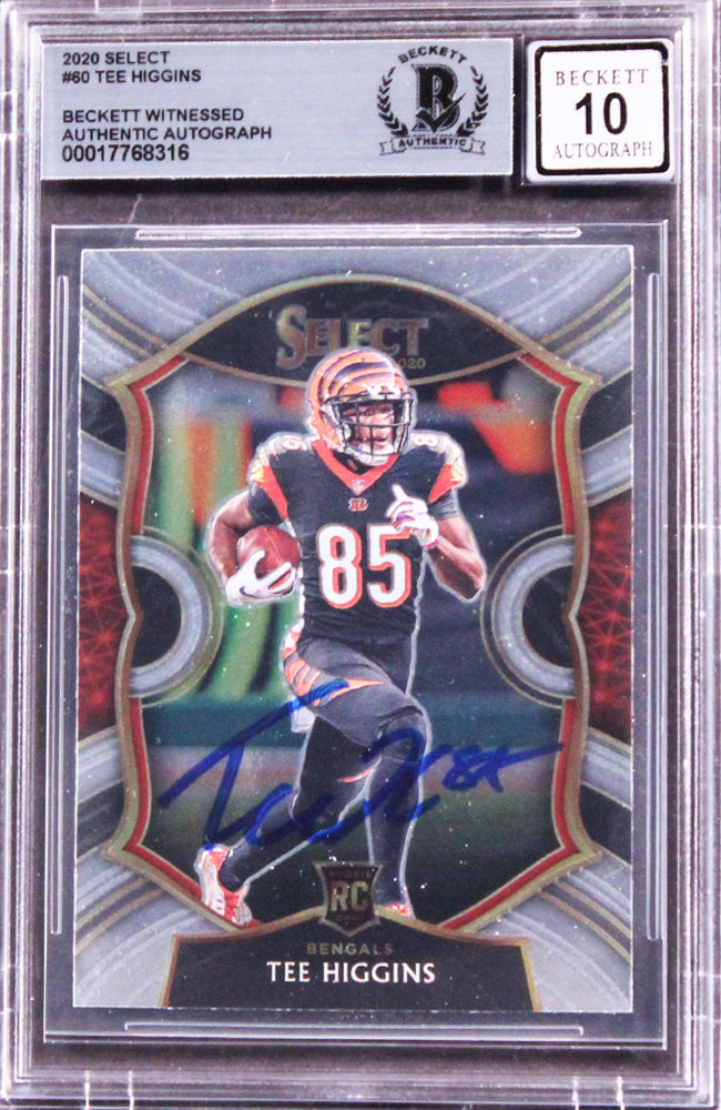 Bengals Tee Higgins Signed 2020 Select #60 Rookie Card Auto 10! BAS Slabbed