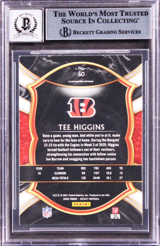 Bengals Tee Higgins Signed 2020 Select #60 Rookie Card Auto 10! BAS Slabbed