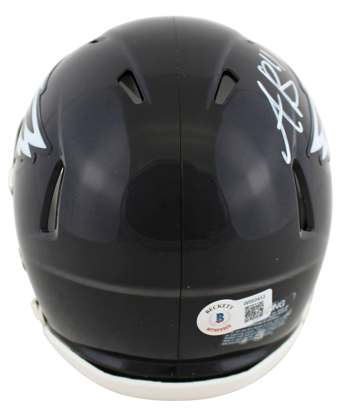 Eagles A.J. Brown Signed Alternate 2022 Speed Mini Helmet W/ Case BAS Witnessed