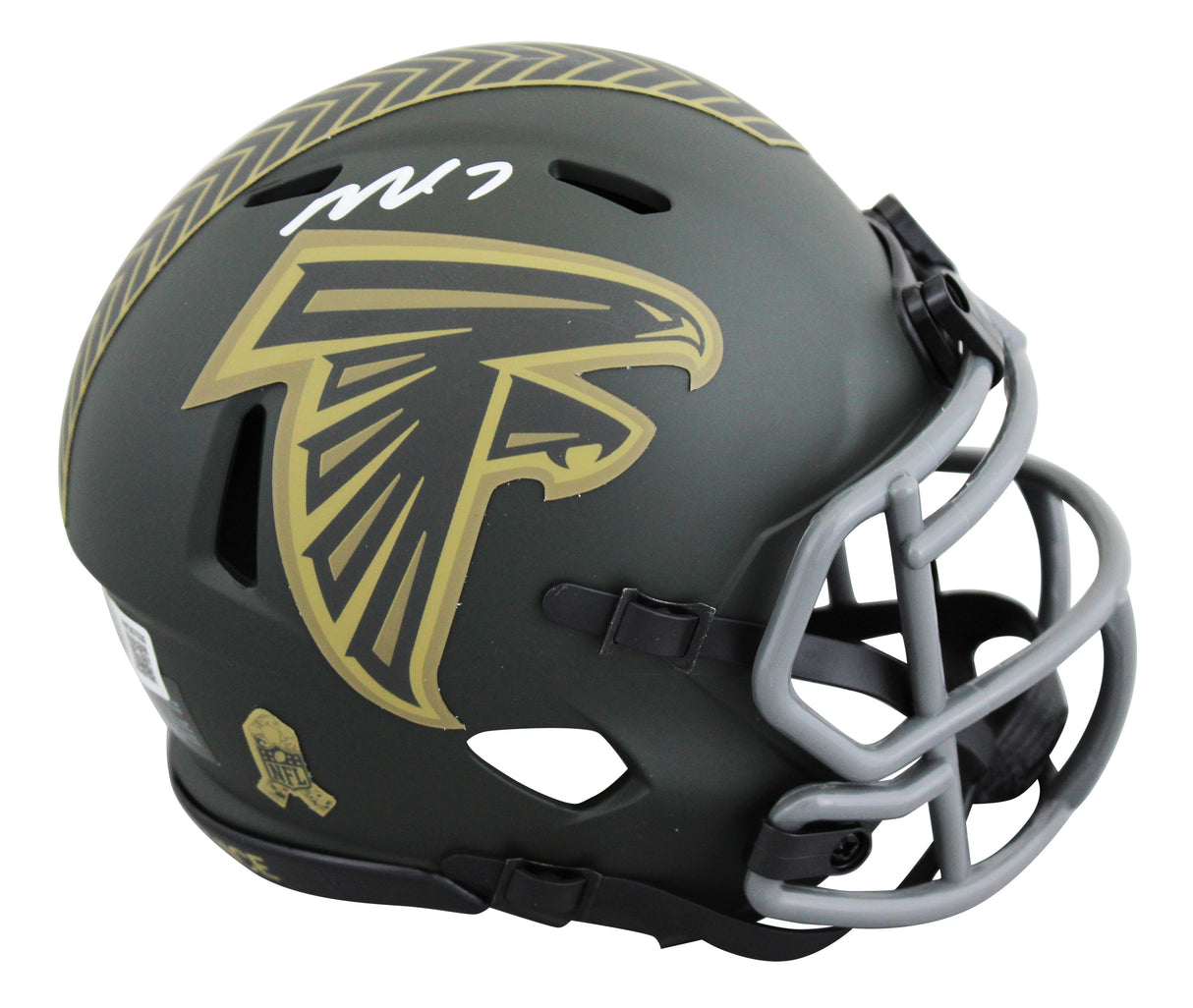 Falcons Michael Vick Signed Salute to Service IV Speed Mini Helmet W/ Case BAS W