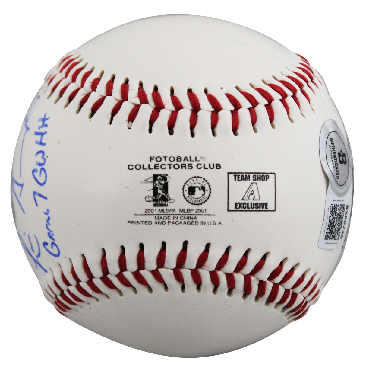 D-Backs Luis Gonzalez "G7 GW Hit" Signed WS Logo Fotoball Baseball BAS #BX68746