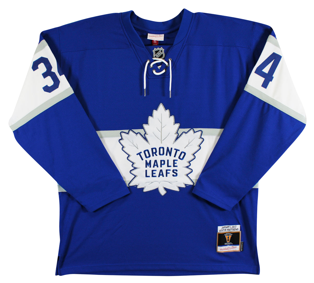 Maple Leafs Auston Matthews Signed Blue Vintage M&N Throwback Jersey Fanatics