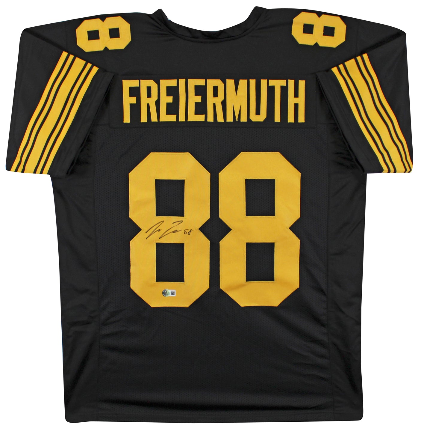 Pat Freiermuth Authentic Signed Black Color Rush Pro Style Jersey BAS Witnessed