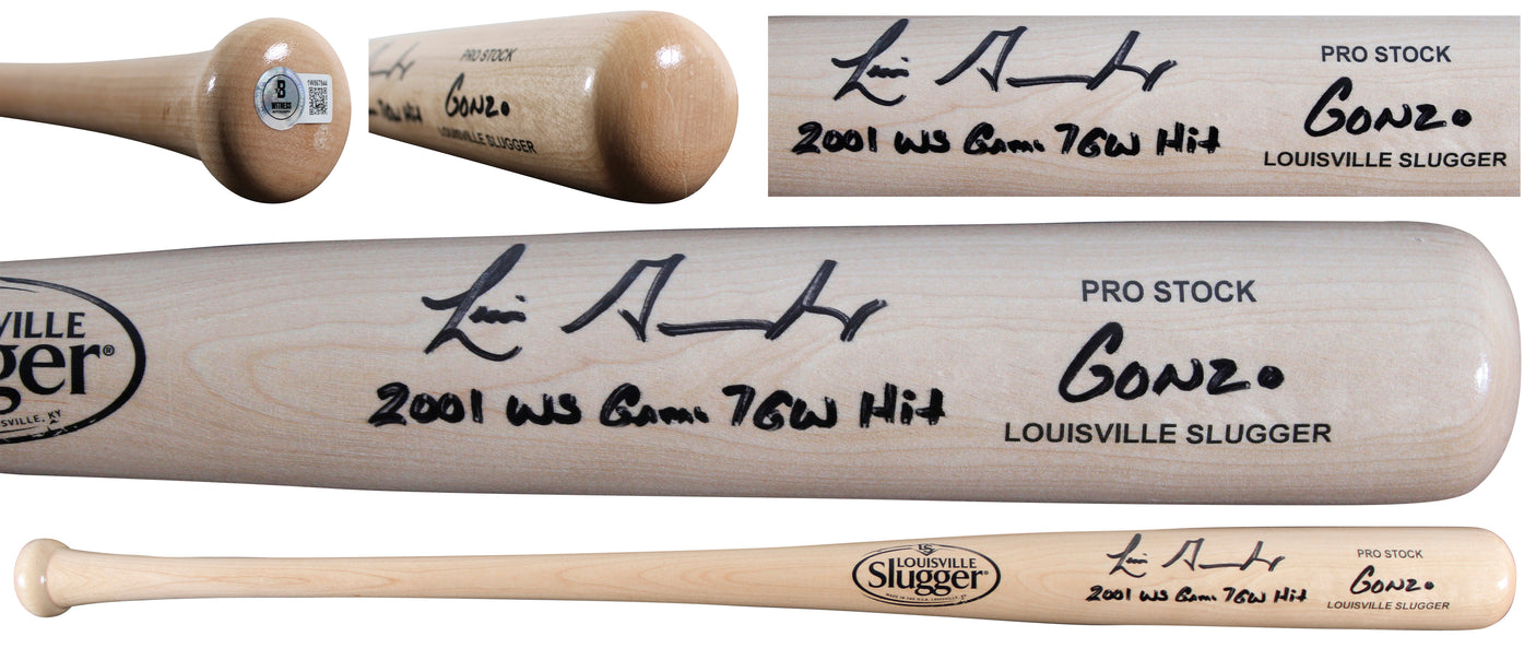 D-Backs Luis Gonzalez "2x Insc" Signed Blonde Louisville Slugger Bat BAS Witness