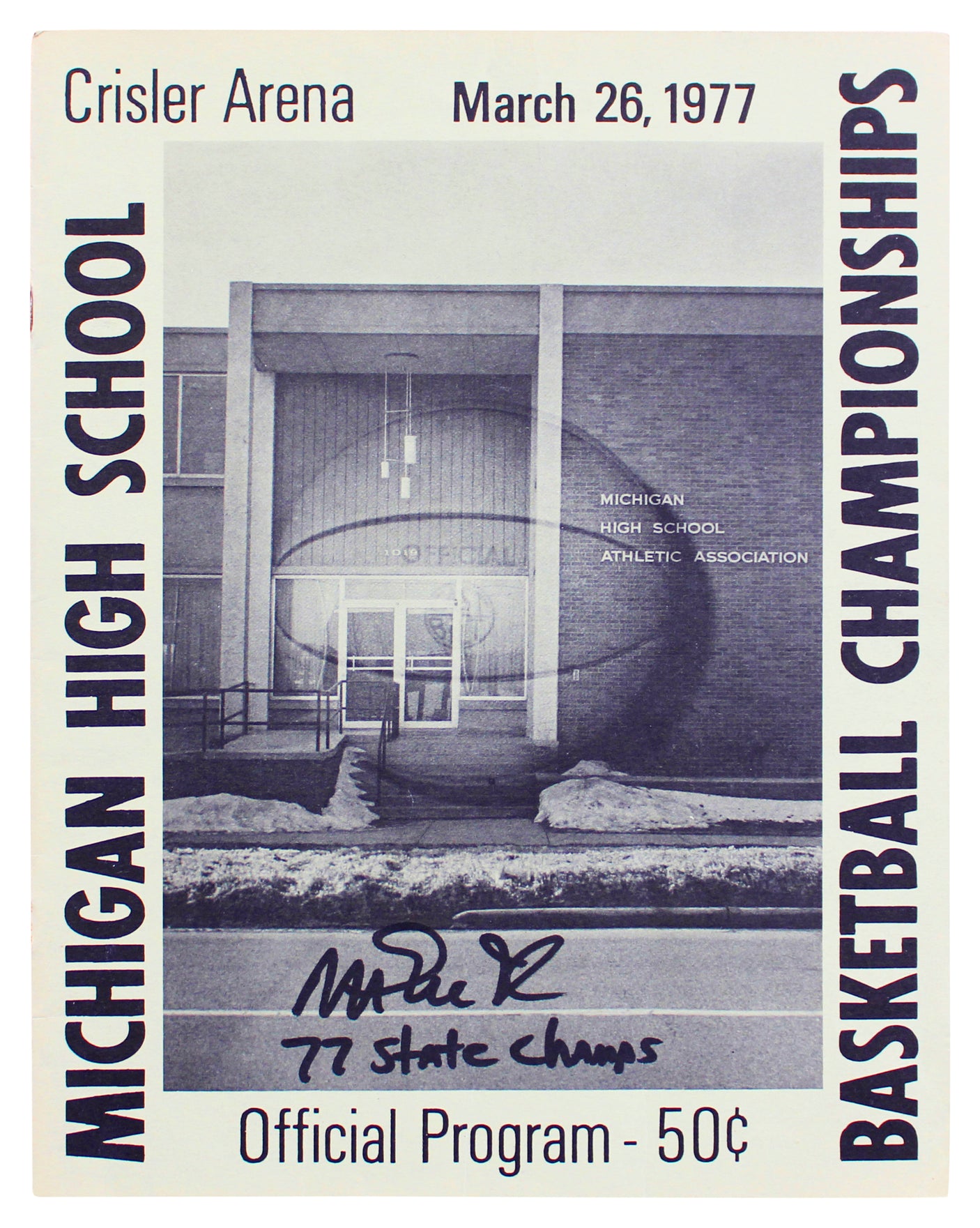 Magic Johnson Signed 1977 Michigan High School Championships Program BAS Wit 1