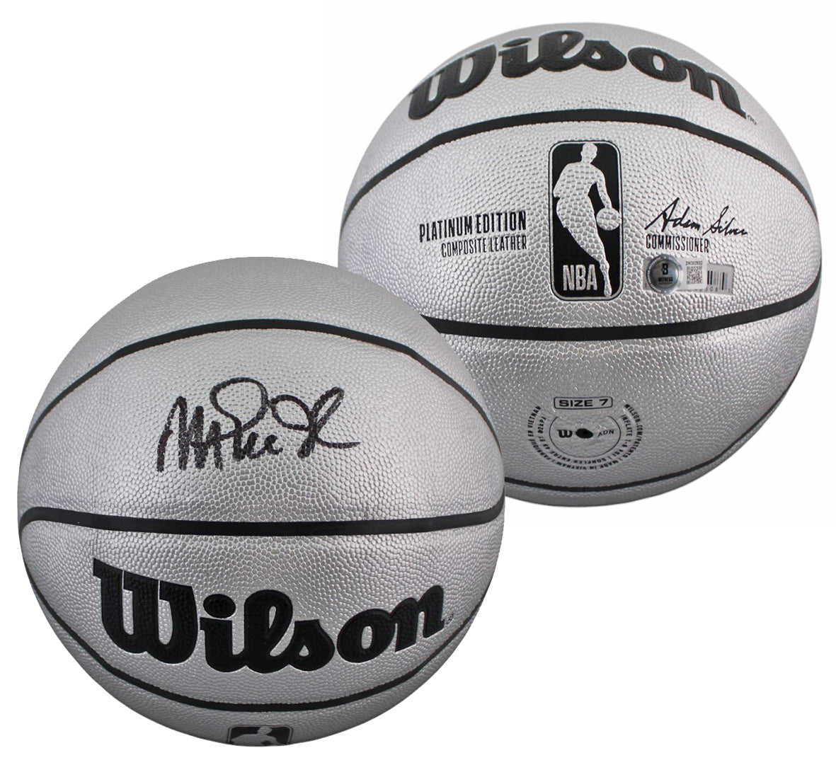 Lakers Magic Johnson Signed Silver Wilson Basketball W/ Case BAS Witnessed