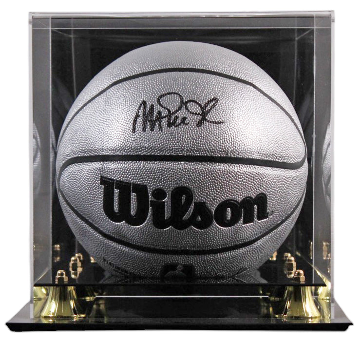 Lakers Magic Johnson Signed Silver Wilson Basketball W/ Case BAS Witnessed