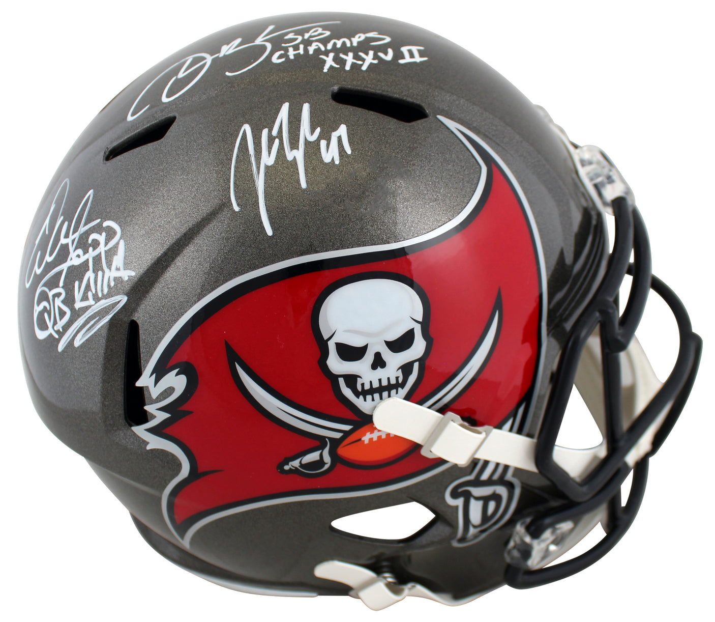 Buccaneers (3) Sapp, Brooks & Lynch Signed 2020 Full Size Speed Rep Helmet BAS