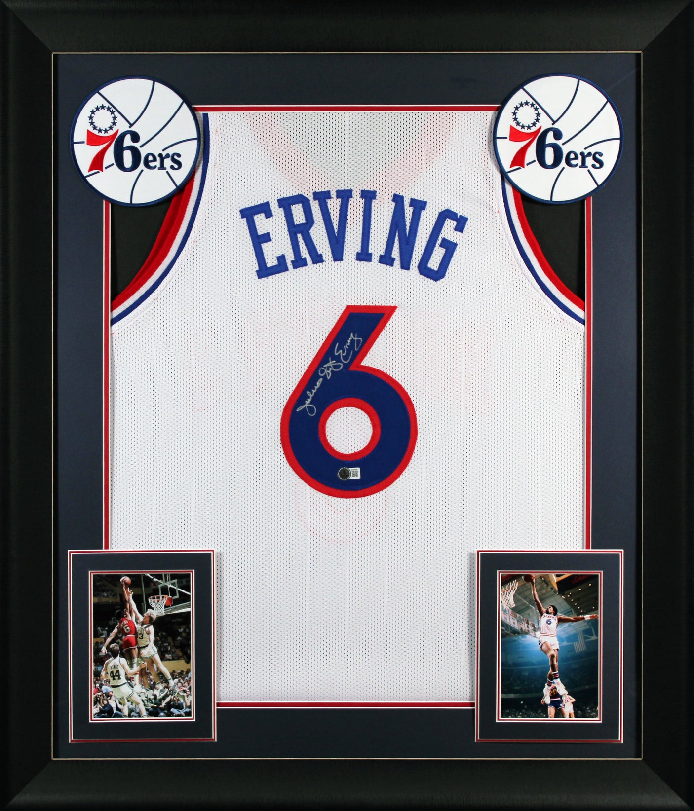 Julius "Dr. J" Erving Authentic Signed White Pro Style Framed Jersey BAS