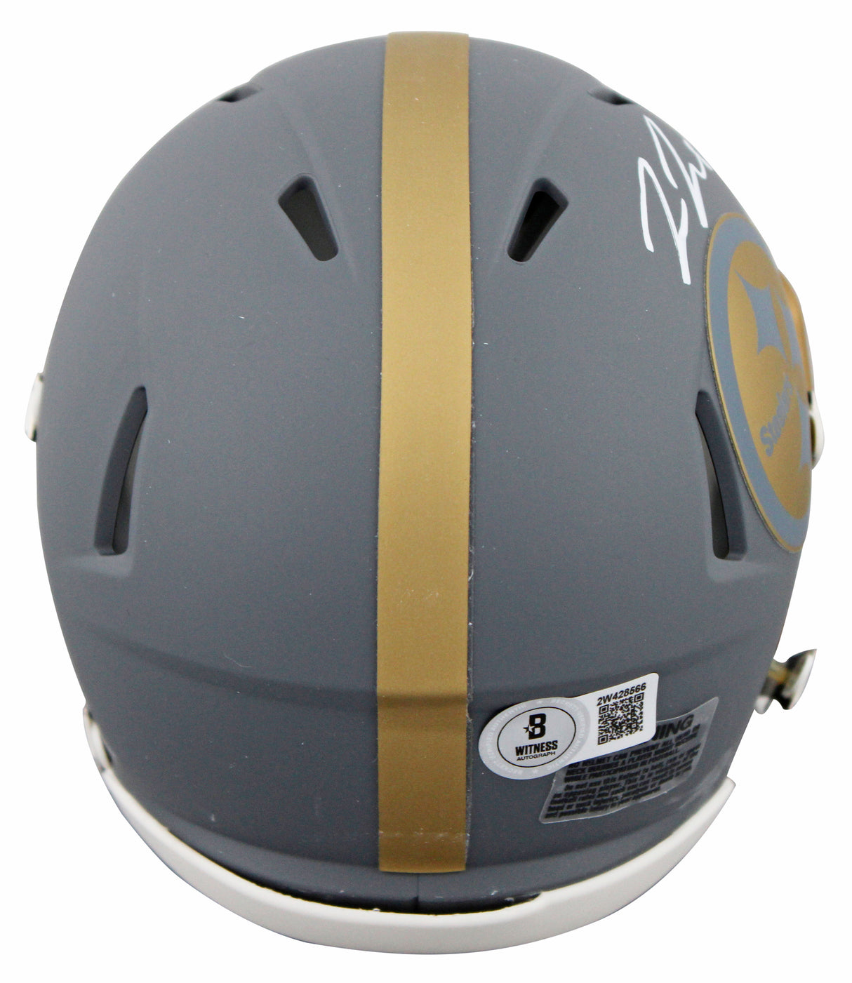 Steelers Pat Freiermuth Signed Slate Speed Mini Helmet W/ Case BAS Witnessed