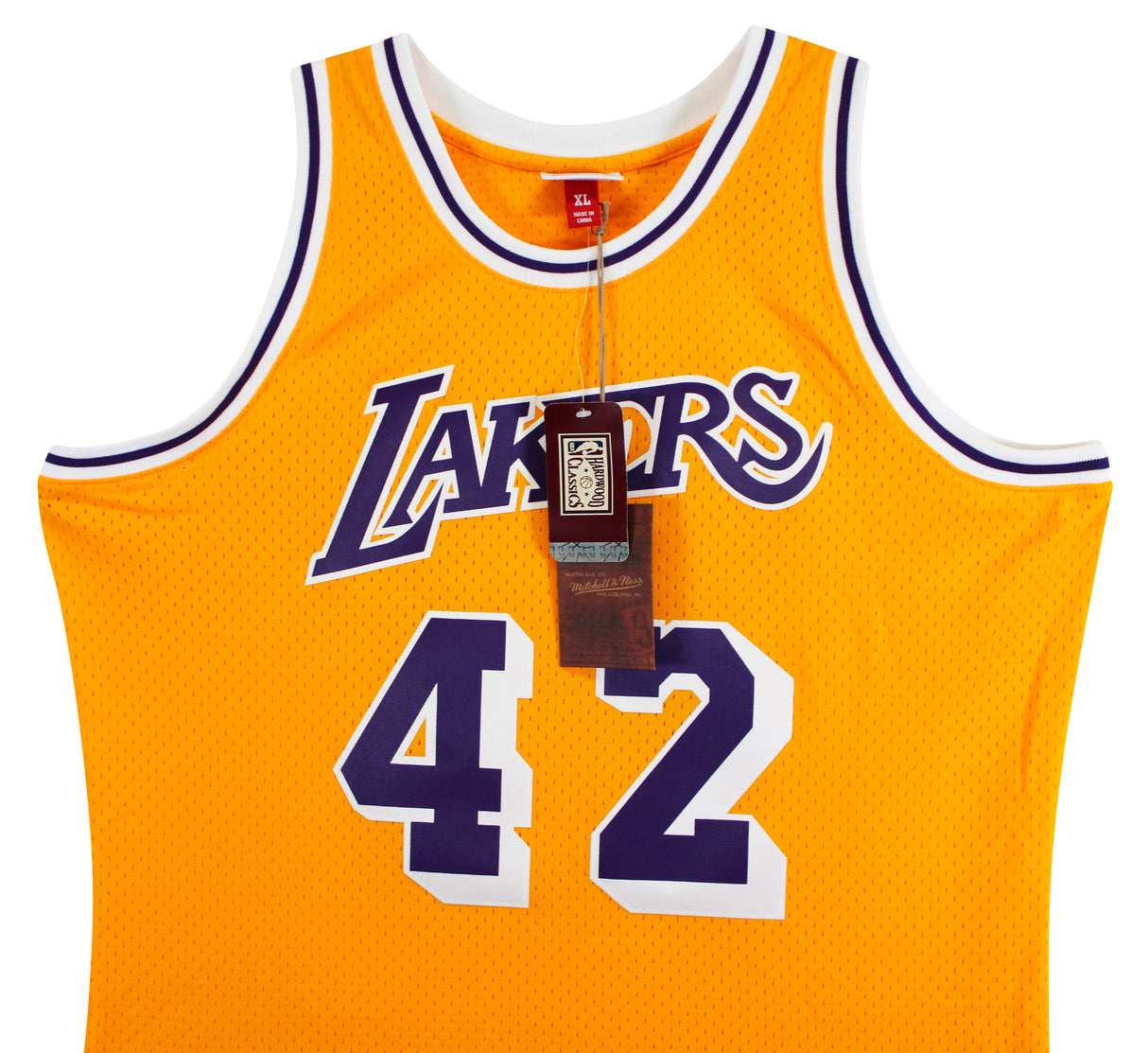 Lakers James Worthy "HOF 2003" Signed Yellow M&N HWC Swingman Jersey BAS Wit
