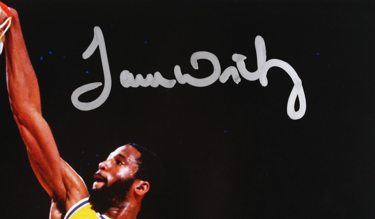 Lakers James Worthy Authentic Signed 16x20 Vertical Dunk Photo BAS Witnessed