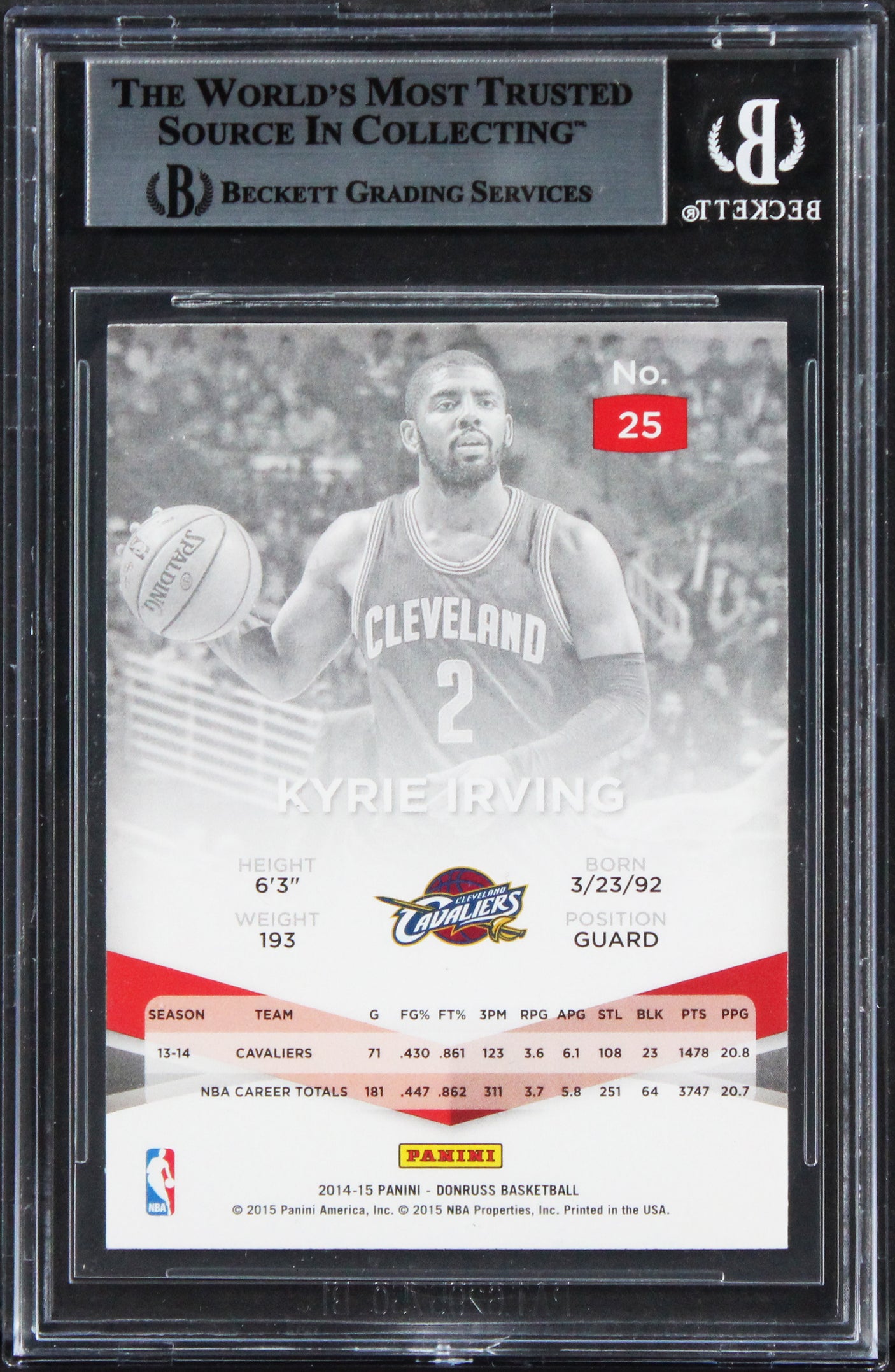 Cavaliers Kyrie Irving Authentic Signed 2014 Elite #25 Card BAS Slabbed