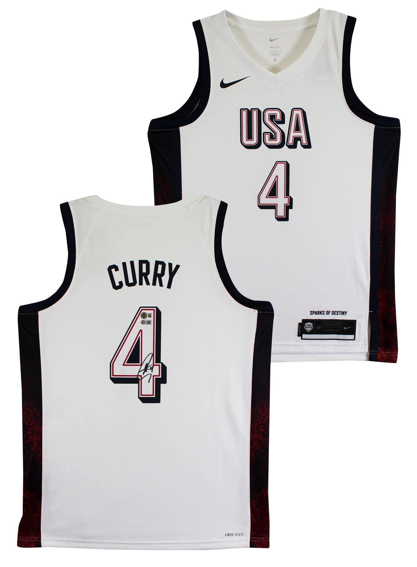 Warriors Stephen Curry Authentic Signed Team USA White Nike Swingman Jersey BAS